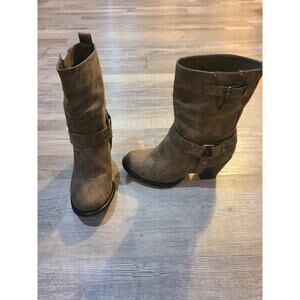 Justfab size 7 women's Brett brown harness boots